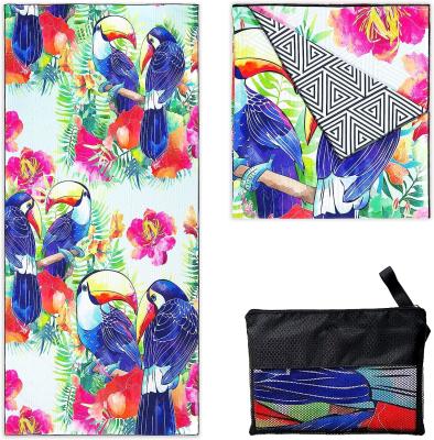 63x31 Full Printed Suede Microfiber Beach Towel With Printed Travel Bag