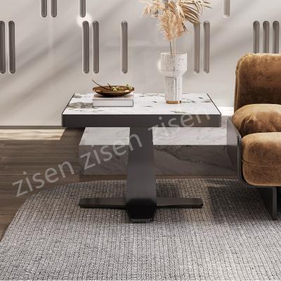 Majestic Insert Marble Top Side Table , Grandeur White Marble End Table