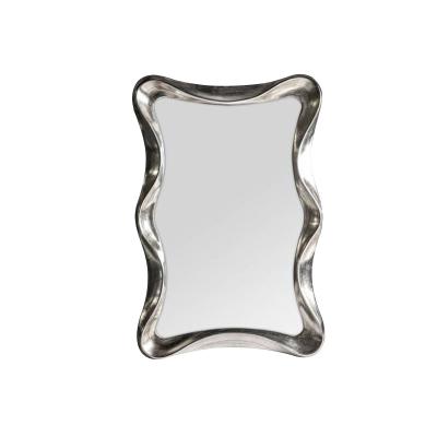Wave Shape Wall Mounted Makeup Mirror Magnifying Silver Bathroom
