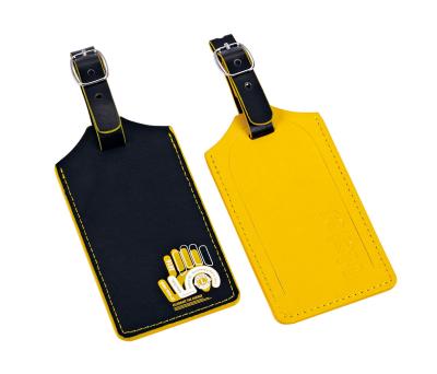 Rectangle PU / Aluminum Luggage Tag Custom Print Fits Different Bags with Secure Buckle Strap