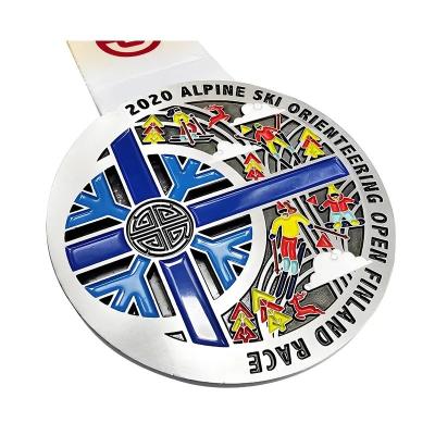 3″ 76mm Zinc Alloy Winter Skiing Metallic Christmas Running Medals Ski Race Award