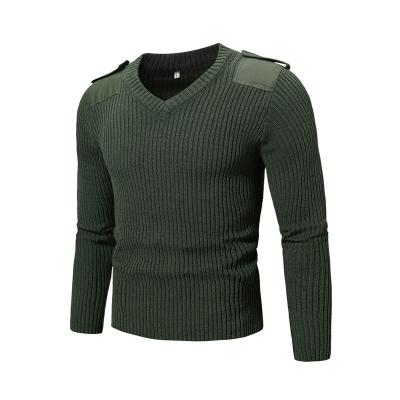 Men Olive Green Knitted Autumn Winter Keep Warm Thickness Combat Sweater Outdoor Tactical Pullover