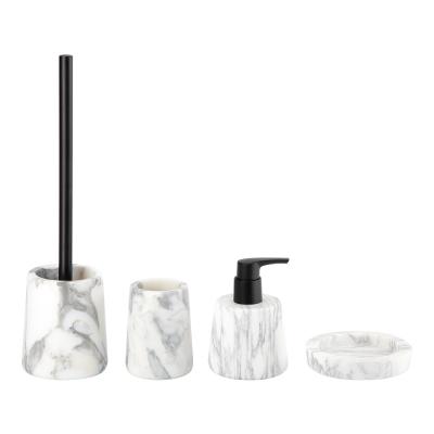 Nature Marble Bathroom Set Round Great Flower White With Black Part Marble Hand Soap Dispenser