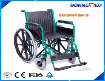 BM-2008/FS901B Green Best Selling Steel Frame Economic Detechable Footrest Wheelchair  PU Castor Wheelchair